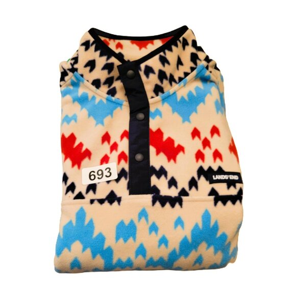 Lands' End Heritage Men's L 42-44 Fleece Jacket 1/4 Snap Neck Print Pullover - Picture 7 of 7